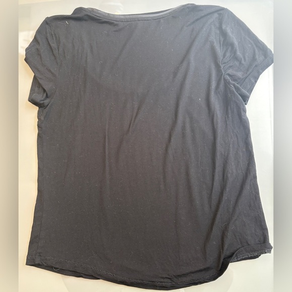White House Black Market Satin Crew Neck Black Short Sleeve stretchy Tee size XS - Picture 5 of 7